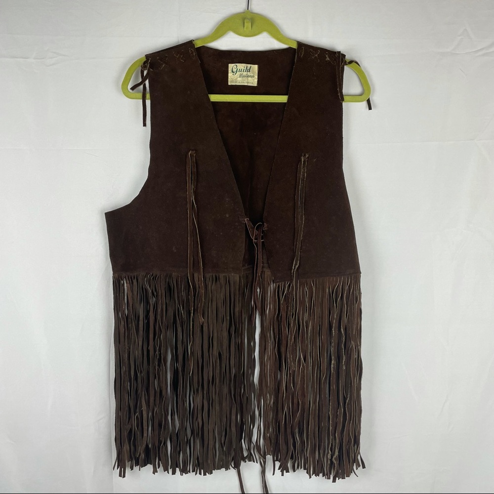 Guild Westerner Brown tassel suede leather vest ML